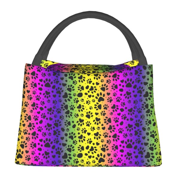 Fotbe Animal Paw Rainbow Bolsa Térmica Portátil con Estampado, Bolsa de Entrega de Alimentos Aislada, Bolsa Reutilizable de Gran Capacidad para Comidas y Supermercado
