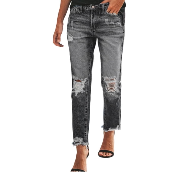 iHPH7 Ripped Jeans Womens Fall Outfits for Women Petite Jeans for Women Womens Fall Pants Slim Fit Jeans Y2k Jeans Women's Jeans Black S