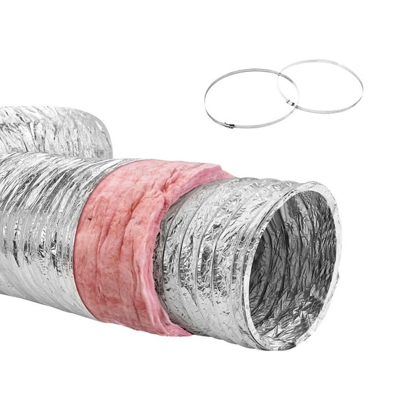 KFFKFF 5in x 25ft Insulated Flexible Duct Dryer Vent Hose HVAC Ventilation R-6.0