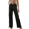 thumbnail image 2 of SELONE Black Cargo Pants Women Mid Rise with Pockets Athletic Pants Ankle Length Baggy Casual Pants Black XL, 2 of 9