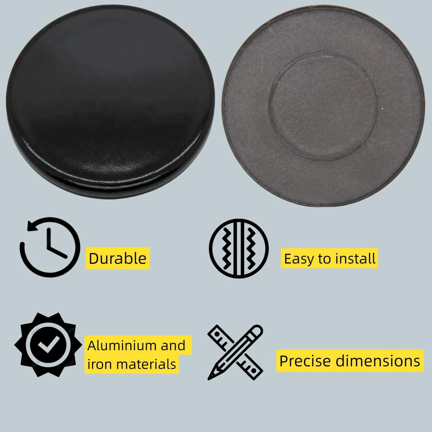 ABCISI 4-piece Gas Stove Burner Caps Covers Set, Compatible Flame Caps for Cooking, Prevent Flame Overflow with Safety and Combustion Efficiency for Various Stovetops (1Large,2Middle,1Small) (Flat)