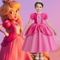 thumbnail image 1 of Sueño Mario Vestido para niña Cosplay Princesa Vestido Panel de Encaje Manga Burbuja Vestido Infantil, 1 of 9