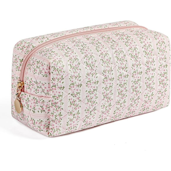 Women's travel makeup bag, cute floral makeup bag, zipper makeup bag, portable travel makeup bag