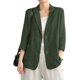 thumbnail image 1 of Blazer de lino de algodón para mujer, manga larga, holgado, casual, chamarra Militar 2XL Militar 2XL Xishao ropa, 1 of 2
