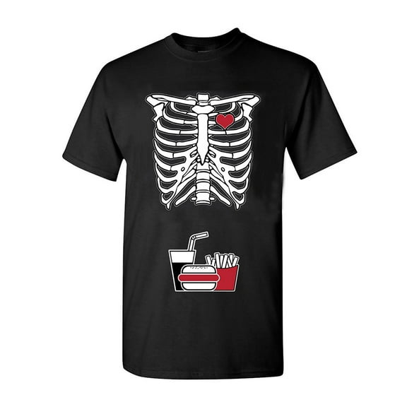 Skeleton Junk Food Burger Fries Softdrinks Snack Funny DT Adult T-Shirt Tee
