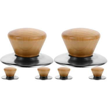 6 Sets Kettle Whistle Cap Kitchen Utentsils Cookware Wear-resistant Pot Lid Handles Hijab Solid Wood Stainless Steel