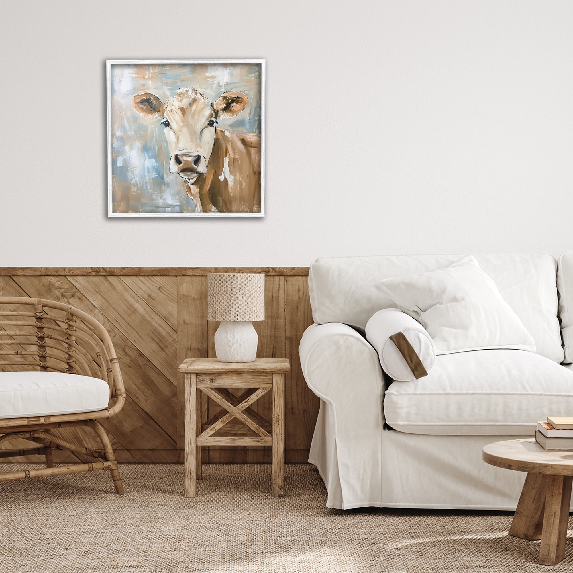 Stupell Industries The Brown Cow Abstract White Framed Giclee Art, design by Tina LeCour