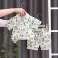 thumbnail image 2 of Fesfesfes Toddler Boys Hawaiian Outfit Kids Baby Boy Printed Tops and Shorts Casual Beach Wear Short-sleeved Dressy Tops and Shorts Clothes Set Summer Saving, 2 of 9
