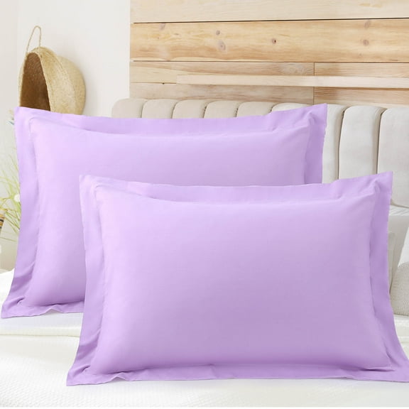 PiccoCasa Soft 1800 Microfiber Oxford Pillowcases 2Pcs, King Lavender