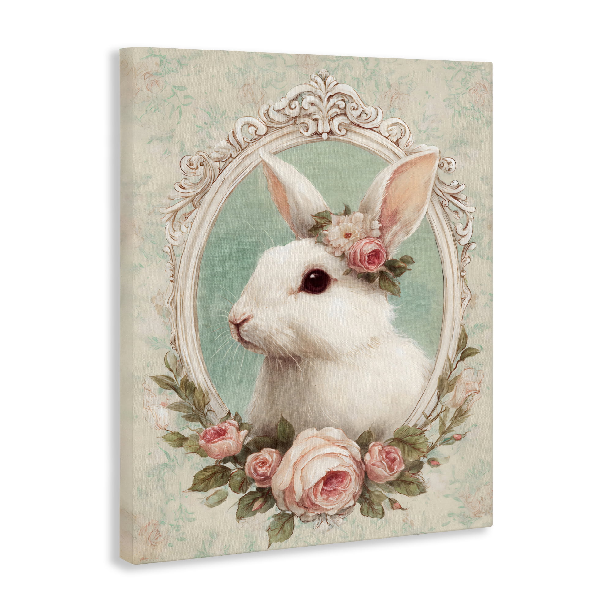 Stupell Industries Flower Fringed Bunny Portrait Canvas Wall Art, design by Ink Drop Loft