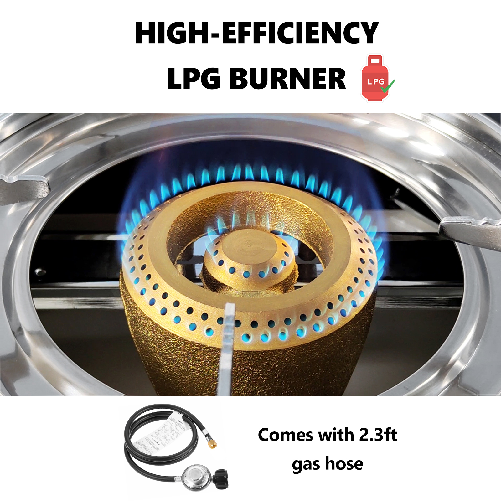 GRACEALL Propane Stove 2 Burners for Outdoor Cooking, Portable Gas Stove Double Burner with CSA LPG Hose, Auto Ignition 17000 BTU Propane Stove