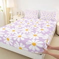 thumbnail image 3 of Homewish Kawaii Groovy Girls Twin Sheet Sets, Rustic Farmhouse Flower Twin Fitted Sheet, Dreamy Purple Daisy Flat Sheet, Luxury Bedroom Decor, 3pcs, 3 of 7