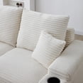 thumbnail image 2 of Corduroy Loveseat with Storage Ottomans & Oversized Chaise Lounge with Cup Holders, Comfy Deep Plush Cloud Couch Modular Sofa Set for Small Spaces, Living Room Bedroom Home Office Beige, 2 of 6