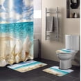 thumbnail image 3 of FMSHPON Seaside 4 Piece Bathroom Set Shower Curtain Bath Rug Contour Mat and Toilet Lid Cover, 3 of 7