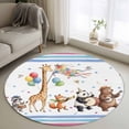 thumbnail image 2 of Cartoon Animals Round Rug 4ft Washable Circle Entryway Rugs Non Slip Modern Forest Celebration Party Area Rug Indoor Floor Carpet for Bedroom Kitchen Living Room Home Office Dining Room Nursery, 2 of 8