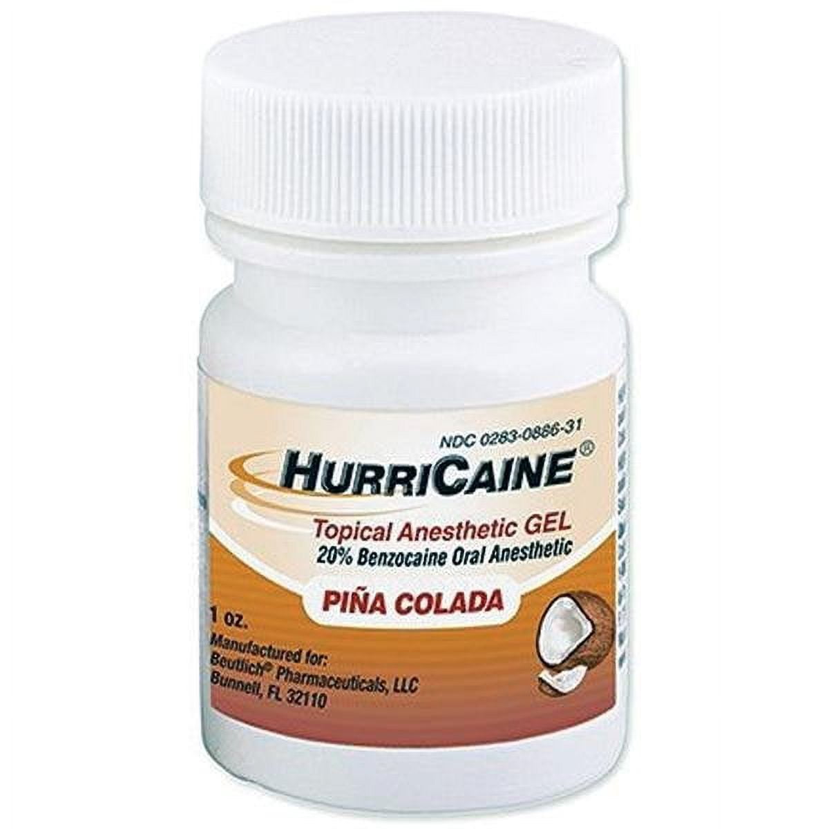 HurriCaine Pina Colada Flavored Oral Topical Anesthetic 20% Gel Jar, 1 oz