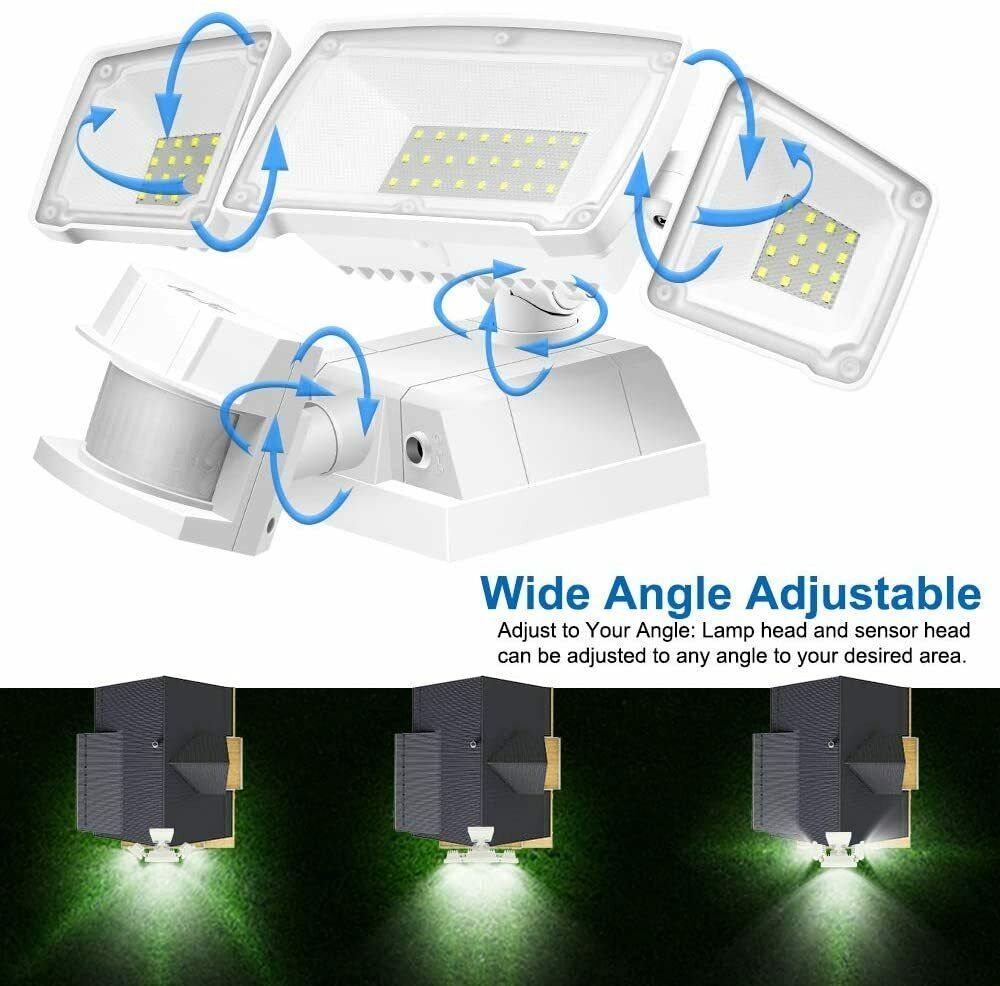 Solar Lights Outdoor, AmeriTop Super Bright LED Solar Motion Sensor Lights with Wide Angle Illumination; 1500LM 6000K, 3 Adjustable Heads, IP65 Waterproof Outdoor Security Lighting - image 3 of 8