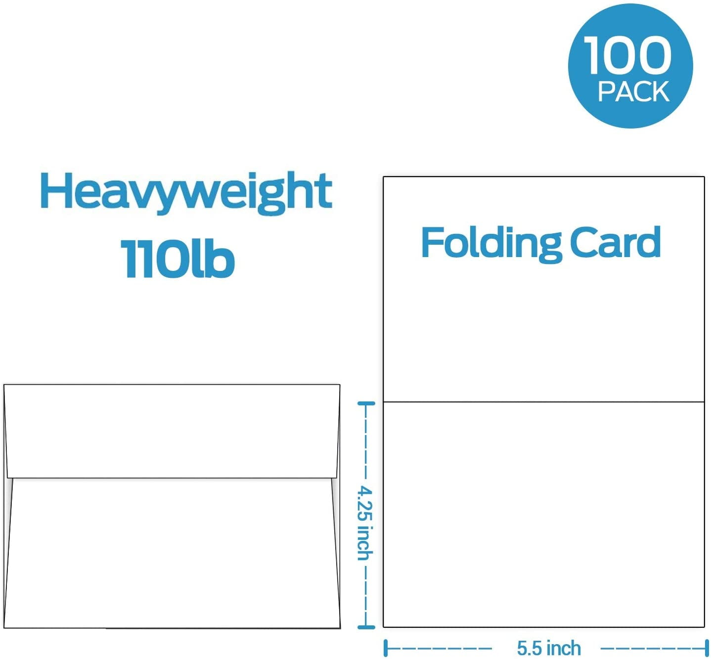 Reskid 100-Pack Of Heavyweight White Blank Cards - 5.5x8.5 Scored To  4.25x5.5 Greeting Cards - 110lb Blank Cards - Printable Note Cards  (4.25x5.5