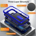 thumbnail image 4 of for iPhone 13 Pro Max Case with Kickstand, [10FT Military Drop Protection] Rugged Heavy Duty Hard PC+Soft Silicone Rubber Bumper Hybrid Triple-Layer Case for iPhone 13 Pro Max, Blue/Navy, 4 of 8