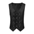 thumbnail image 2 of Men Victorian Suit Vest Black Steampunk Vest Waistcoat Three-Breasted Jacquard Gothic Renaissance Vest for Men Big and Tall Size M-3XL Black, 2 of 9