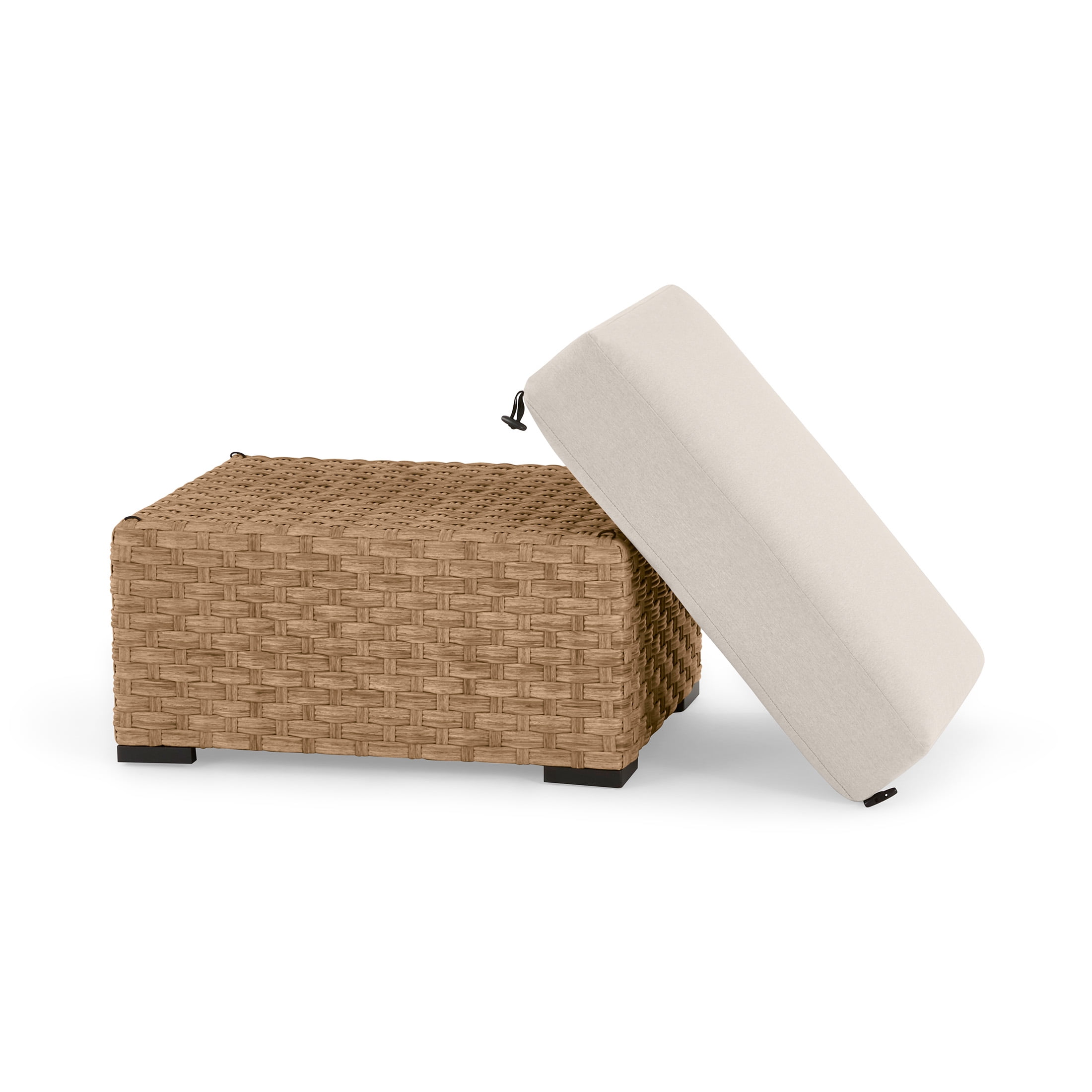 Better Homes & Gardens River Oaks All-Weather Wicker Outdoor Ottomans – 2 Pack, Natural