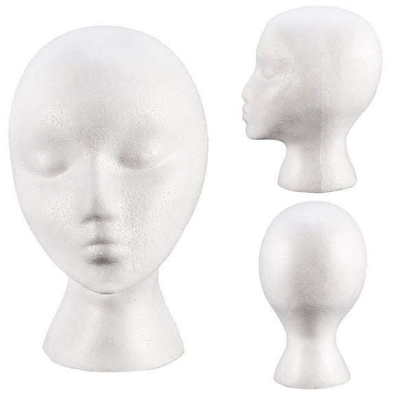 Huepoe 10 Inch Mannequin Head for Wigs Making Display, Female Head Model Foam Mannequin Wig Stand Wig Holder Cap Display Stand for Salon Home, White