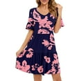 thumbnail image 1 of Frontwalk Ladies T Shirt Dress Short Sleeve Sundress Crew Neck Mini Dresses Boho Loose Floral Print Pink M, 1 of 6