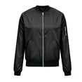 thumbnail image 5 of EchfiProm Women's Solid Color Bomber Jacket Full Zip Long Sleeve Lightweight Windproof Casual Outerwear with Pockets for Spring Fall Daily Wear Black M, 5 of 7