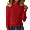 thumbnail image 5 of Mock Neck Tops Thermal Top Casual Basic Tee Turtleneck Thermal Fleece Lined Base Layer Tops Ultra Soft Stretch Thermal Baselayer Shirt Underwear Shirts Going Out Tops Slim Fit Red XXL, 5 of 7