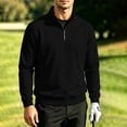 thumbnail image 2 of Hngshg Men's Sweatshirts Comfort Quarter Zip Stand Neck Solid Color Tops Casual Long Sleeve Pullover Sweatshirt, 2 of 7