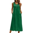 thumbnail image 2 of YFNNUP Tank Dress for Women Loose Fit Sleeveless Sundress Button Down Dresses Casual Lightweight Beach Sundresses Travel Vacation Skirt Green L, 2 of 10
