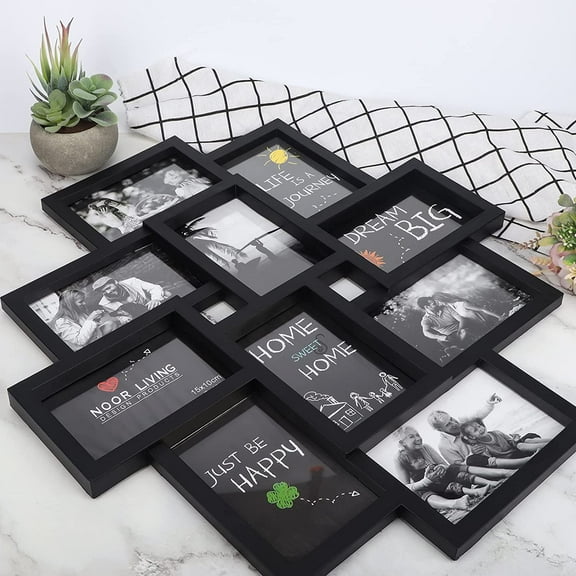 2 Pack 10 Opening 4x6 Black Collage Picture Frames Set for Wall Decor