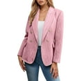 thumbnail image 2 of Casual Blazers for Women 2025 Long Sleeve Tweed Notch Lapel Collar Double Business Casual Work Office Jacket, 2 of 5