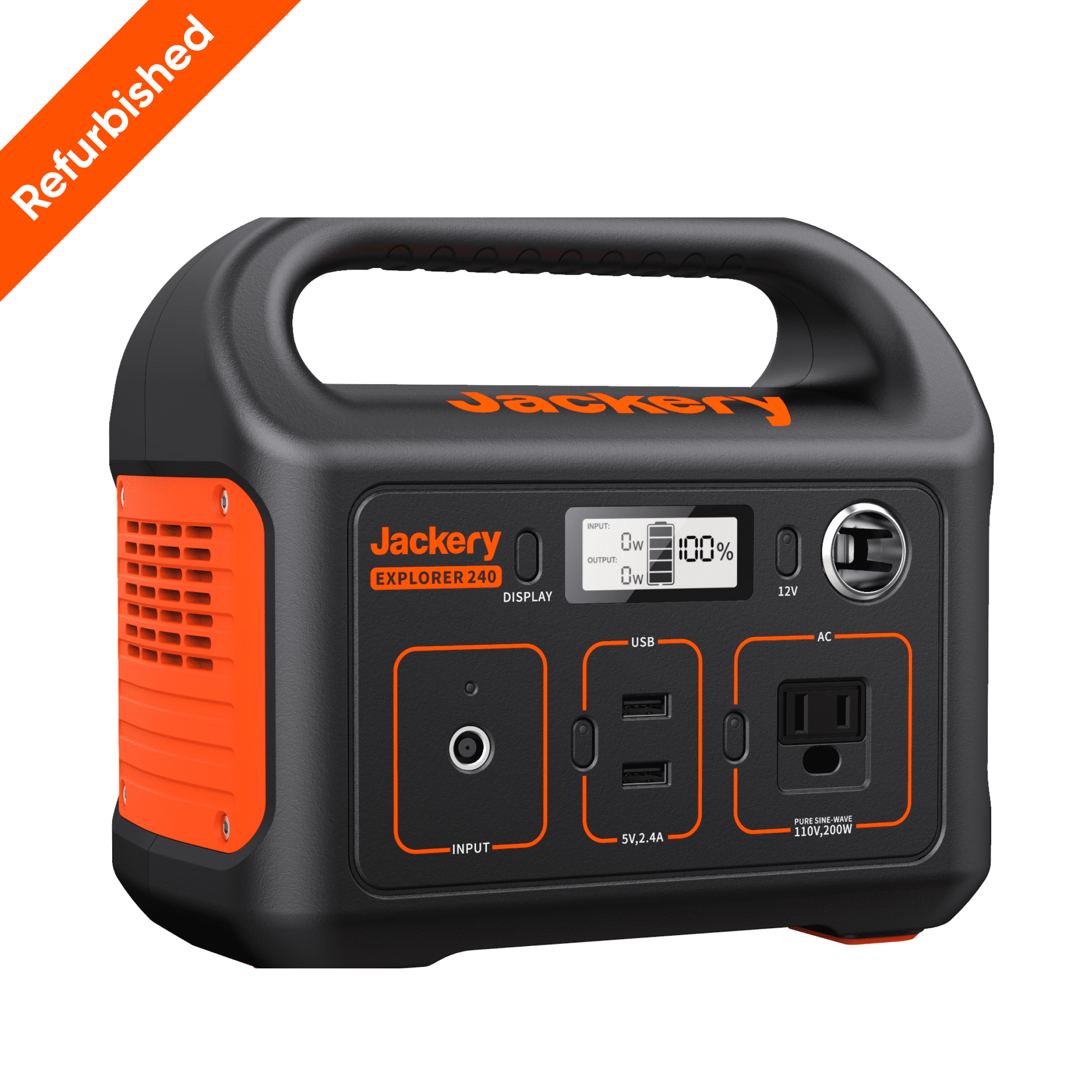 Restored Jackery Portable Power Station Explorer 240, 240Wh Backup Lithium Battery, 110V/200W Pure Sine Wave AC Outlet, Solar Generator for Outdoors Camping Travel Hunting Emergency (Refurbished)
