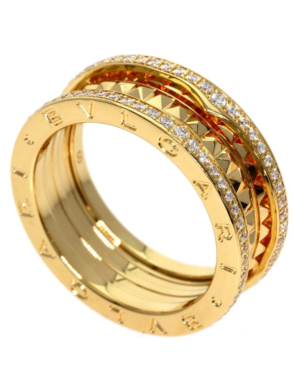 Pre-Owned Bulgari B-zero1 Rock Edge Diamond 2-Band Ring #60 18K Yellow Gold Women's BVLGARI