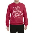 thumbnail image 2 of Wild Bobby Raised on Sweet Tea and Jesus Inspirational/Christian Unisex Crewneck Graphic Sweatshirt, Vintage Heather Red, XX-Large, 2 of 5