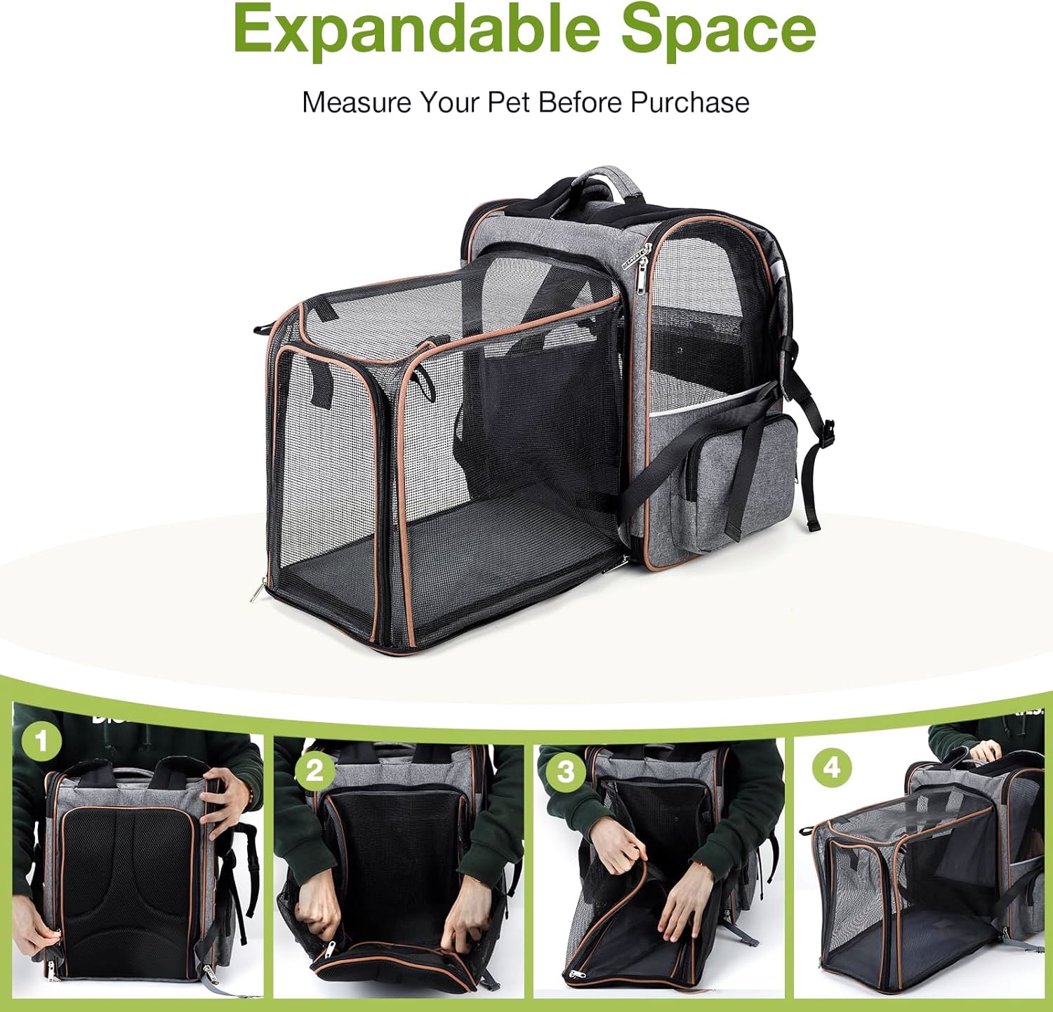 Breathable Mesh Cat Carrier Backpack for Medium Pets Up to 18 Lbs Grey