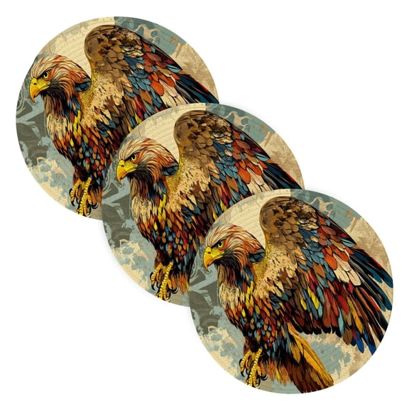 BZSMCE Mats for Pots,Pans Place Colorful Bird Print Simple Style Pattern Pot Mats