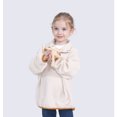 thumbnail image 6 of Kids Fleece Sweatshirt Soft Warm Color Block Half-Button Top Stand Collar for Boys&Girls Cozy Winter Layering Piece,White,140, 6 of 10
