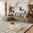 thumbnail image 3 of 107" Cloud Sectional Couch with L-Shape Chaise in Camel Plush Corduroy, 3 of 8