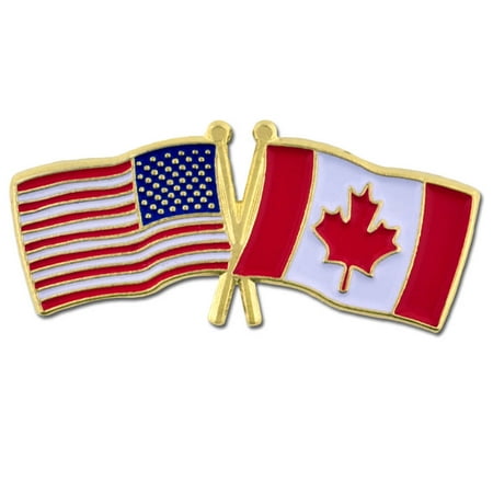 PinMart - USA and Canada Crossed Friendship Flag Enamel Lapel Pin ...