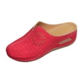 thumbnail image 6 of Womens Orthopedic Sandals Hollow out Mules Closed Round Toe Slip on Summer Slides Comfortable Platform Low Wedge Walking Shoes Red Size 7, 6 of 6