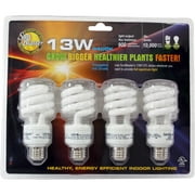 SunBlaster 13 Watt CFL Indoor Plant Grow Lamp Ensemble d'ampoules de lumière naturelle avec 4 ampoules