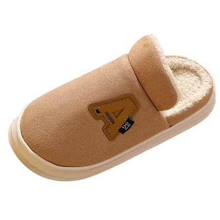 

MIASHUI Womens House Slippers Shoes Fashion Couple Home Cotton Slippers Simple Warm Thick Soled Slippers Khaki 5.5