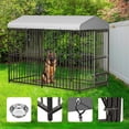 thumbnail image 4 of EuKer Outdoor Dog Kennel with Roof, 8x4x6 ft Heavy-Duty Dog Cage W/Safety Locks & Stainless Steel Bowls for Garden, Backyard, 4 of 7