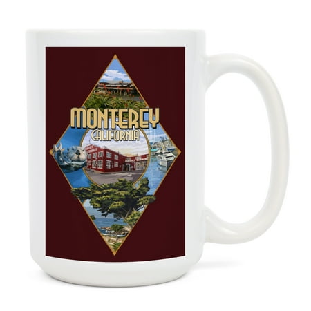

15 fl oz Ceramic Mug Monterey California Montage Contour Dishwasher & Microwave Safe