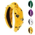 thumbnail image 6 of IDALL Mardi Gras Headband for Women Crown Mask Headbands Green Purple Gold Rhinestone Pearl Jeweled Knotted Headband Mardi Gras Accessories Outfits Carnival Parade Party Favors Z2 Yellow One Size, 6 of 6