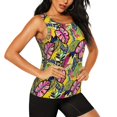 thumbnail image 2 of Fotbe Colrful Tropical Leaves Blusas Sin Mangas para Mujer – Estilo Casual, Corte Suelto, Slim-Fit, Cuello Redondo Deportivo, Tops de Verano para Gimnasio y Yoga-Medium, 2 of 7