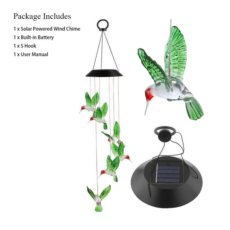 Solar Hummingbird Wind Chimes Color Changing Solar Mobile - Temu