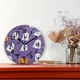 thumbnail image 2 of Yayeee 10" Wall Clock Battery Operated Quartz Round Silent Non-Ticking Home Decor,Halloween Ghosts Purple, 2 of 6
